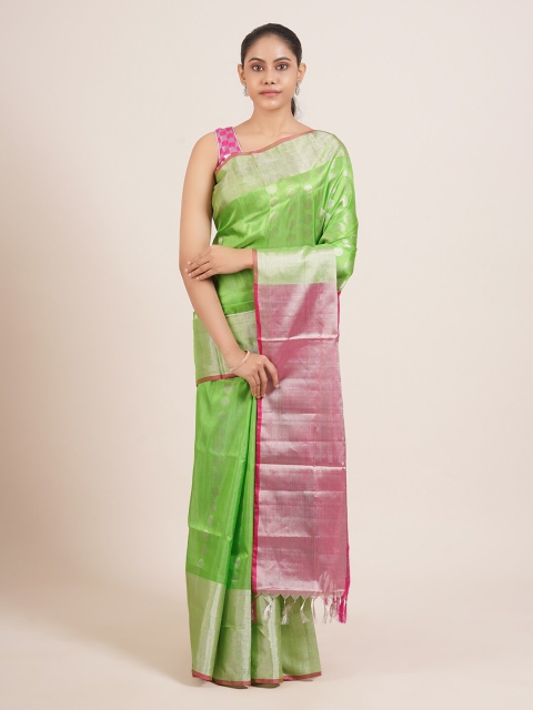 

Pothys Green Woven Design Pure Silk Uppada Saree