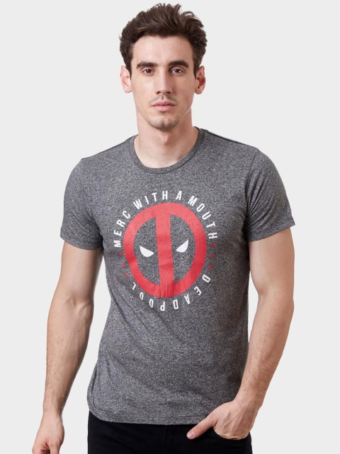 

Free Authority Men Grey Cotton Deadpool Printed Pure Cotton T-shirt