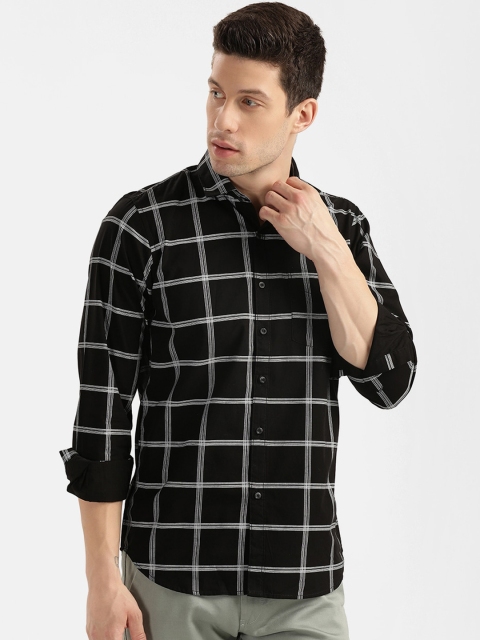 

V2 Value & Variety Men Black Windowpane Checks Checked Casual Shirt
