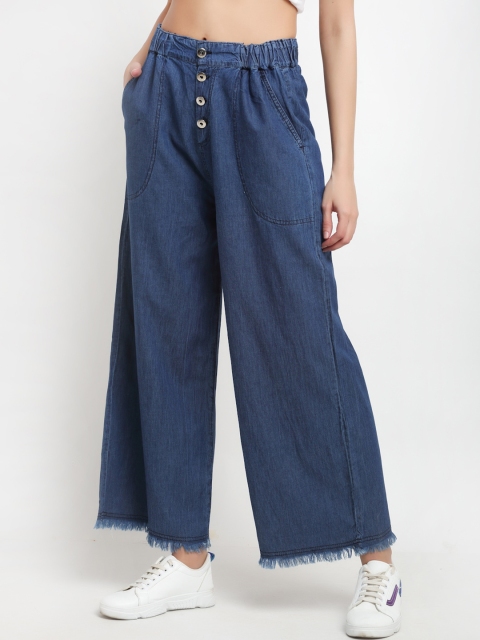 

ANAISA Women Blue Cotton Denim Palazzos