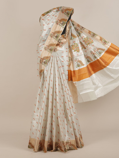 

Pothys White & Beige Ethnic Motifs Cotton Blend Saree