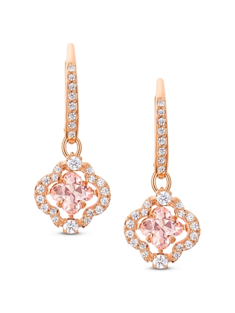 

Swarovski Pink & Rose-Gold Plated Sparkling Dance Clover Pierced Earrings