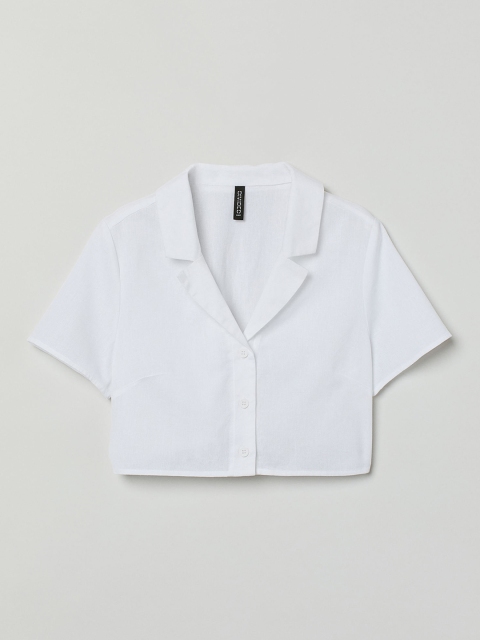 

H&M Women White Cropped shirt