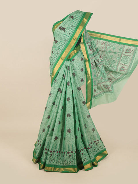 

Pothys Green & Burgundy Floral Saree