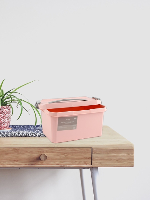 

YOYOSO Pack of 2 Pink Solid Plastic Storage Suitcase With Lid