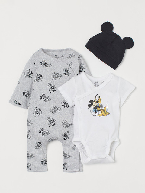 

H&M Girls White & Grey 3-Piece Cotton Set