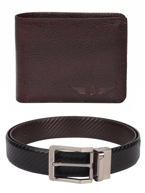 

CHRISTOPOLO Men Black & Coffee Brown Leather Accessory Gift Set