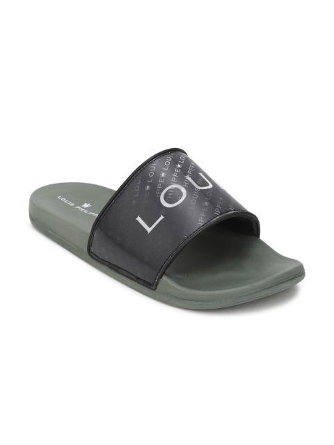 

Louis Philippe Men Green & Black Printed Sliders
