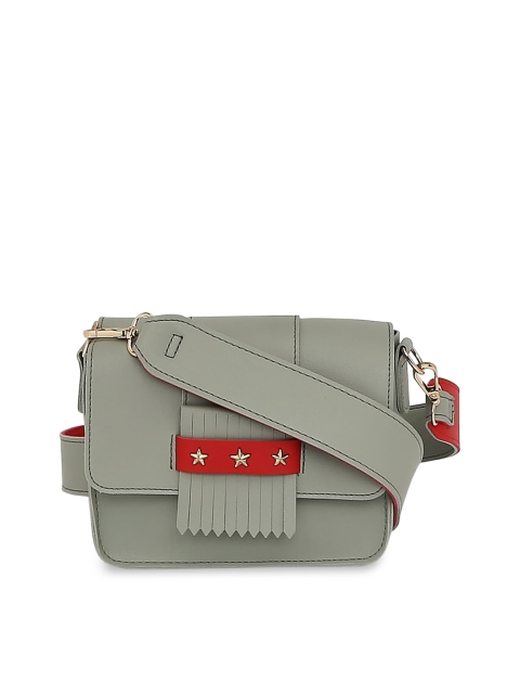 

People Green PU Structured Sling Bag with Tasselled