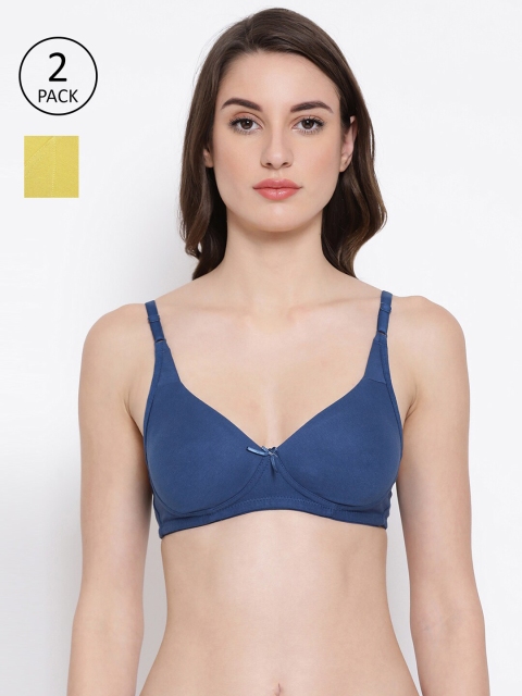 

Clovia Blue & Yellow Set of 2 Full Coverage T-shirt Bra
