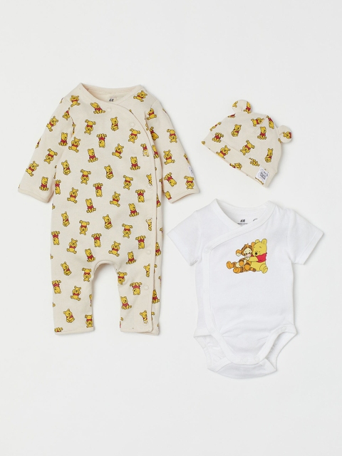 

H&M Girls White & Beige 3-piece cotton set