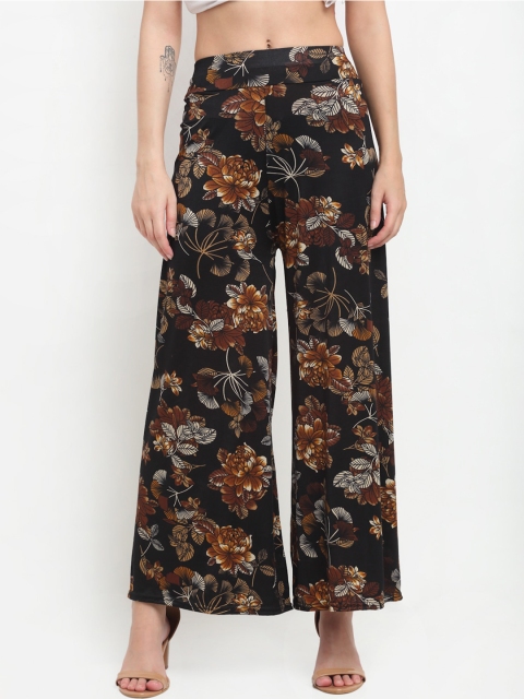 

NEUDIS Women Black & Brown Floral Printed Knitted Palazzos