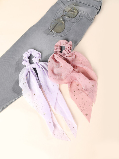 

Blueberry Women Purple & Pink Set of 2 Ponytail Holders