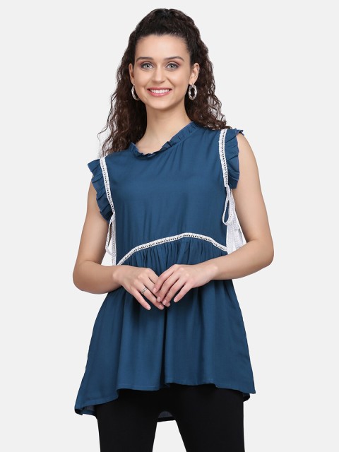 

Sugathari Blue High-Low Longline Top