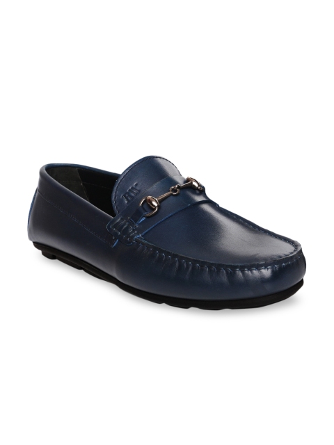 

RAPAWALK Men Navy Blue Textured Leather Loafers