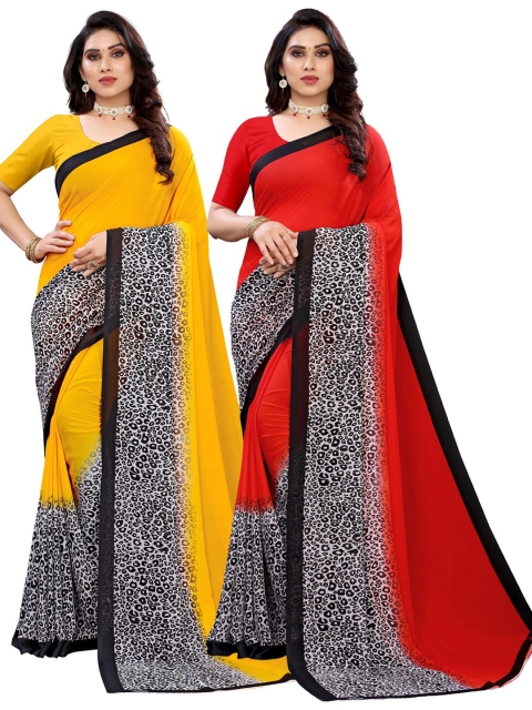 

KALINI Women Pack Of 2 Printed Sarees, Red