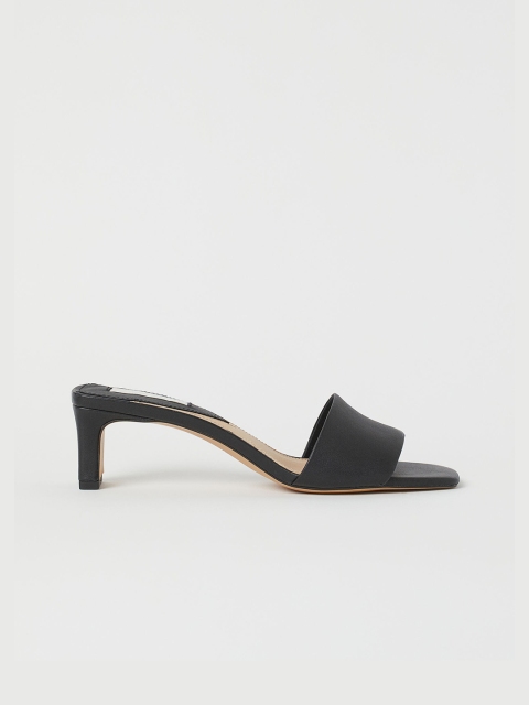 

H&M Women Black Leather Mules