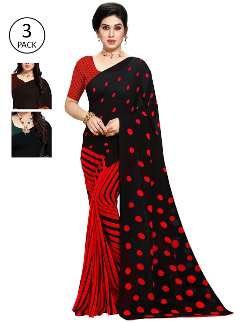 

KALINI Pack Of 3 Multicoloured Poly Georgette Sarees, Multi