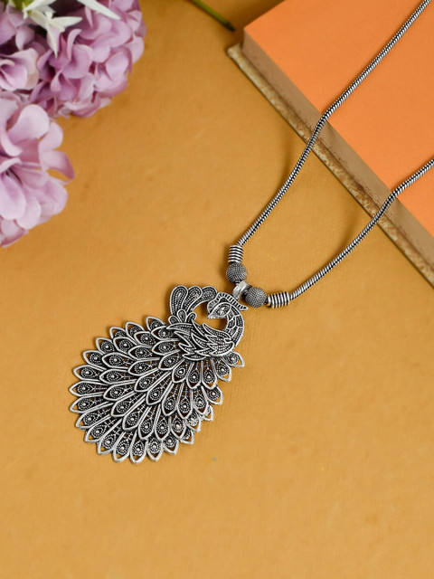 

Silvermerc Designs Silver Brass Silver-Plated Handcrafted Necklace