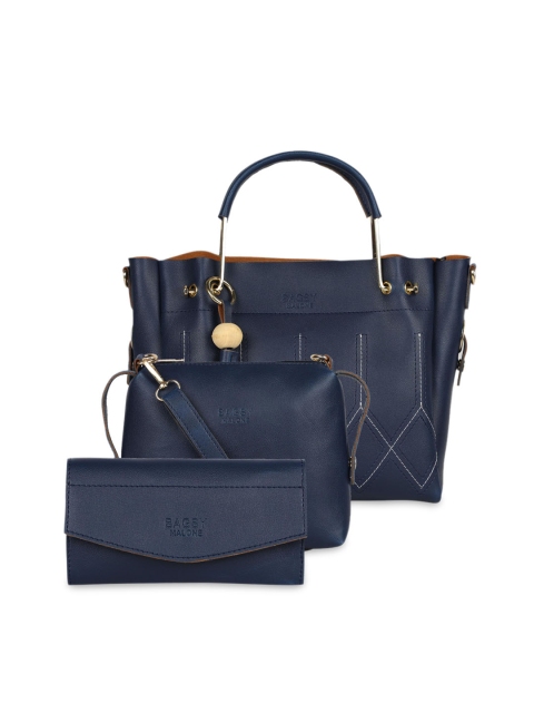 

Bagsy Malone Blue PU Structured Handheld Bag with Cut Work