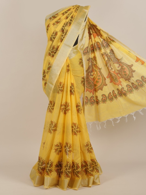 

Pothys Yellow & Brown Woven Design Saree