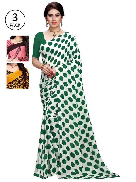 

KALINI Pack Of 3 Multicoloured Poly Georgette Sarees, Multi