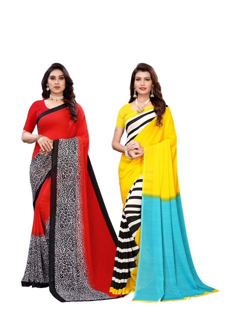 

KALINI Women Pack Of 2 Printed Sarees, Yellow