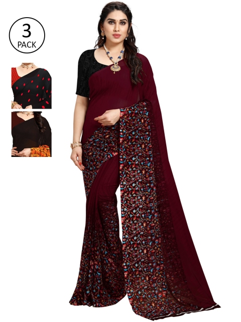 

KALINI Black & Red Pack of 3 Saree