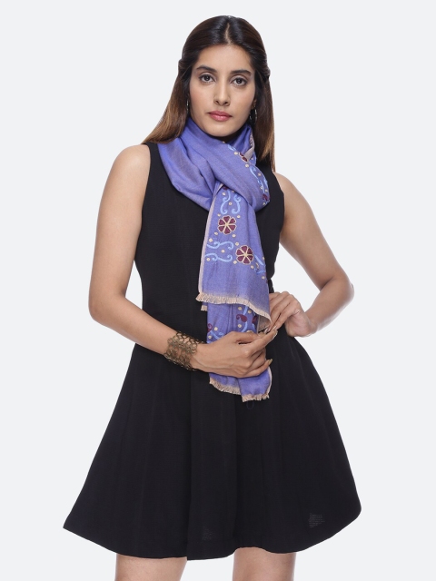 

Scarves & Glitters Women Blue & Burgundy Embroidered Stole