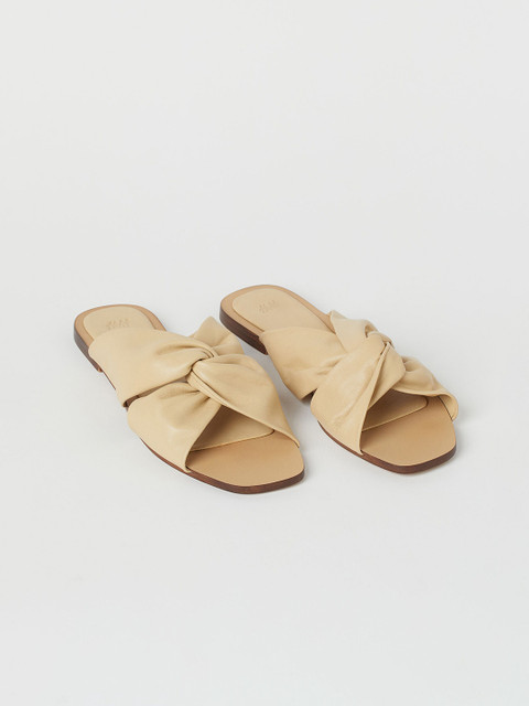 

H&M Women Beige Leather Slides