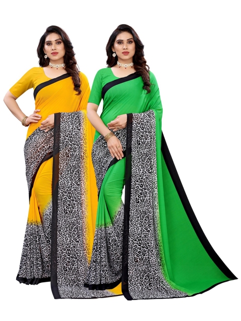 

KALINI Women Pack Of 2 Printed Sarees, Yellow