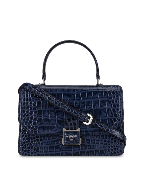 

Da Milano Blue Animal Textured Leather Structured Satchel