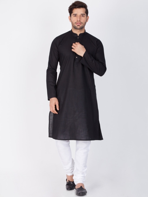 

VASTRAMAY Men's Black Pure Cotton Kurta with Churidar