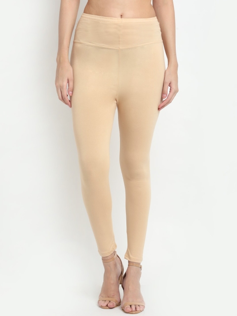 NEUDIS Women Beige-Coloured Solid Ankle-Length Leggings