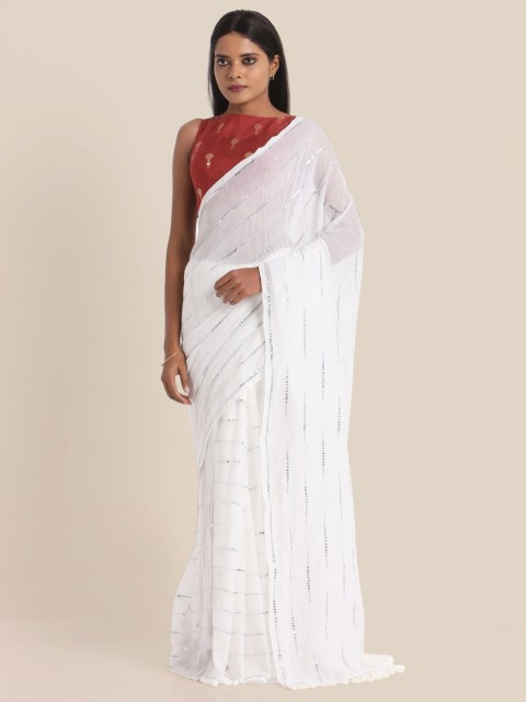 

Suta White & Grey Embellished Pure Cotton Saree