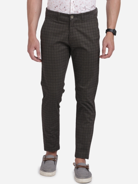 

Crocodile Men Brown Checked Slim Fit Regular Trousers