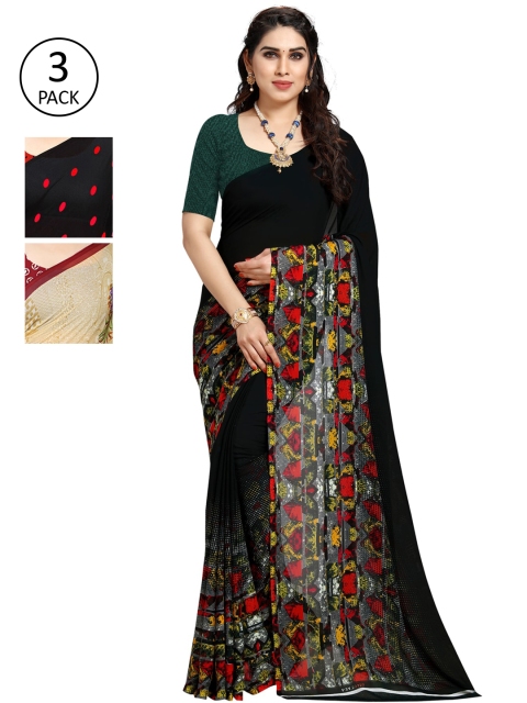 

KALINI Pack Of 3 Beige & Red Saree