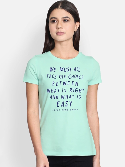 

Free Authority Women Green Harry Potter Printed Pure Cotton T-shirt
