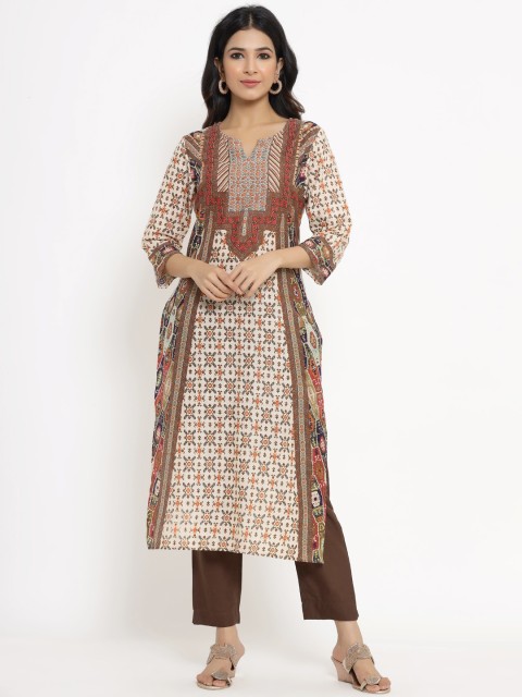 

Juniper Women Brown Printed Kurta
