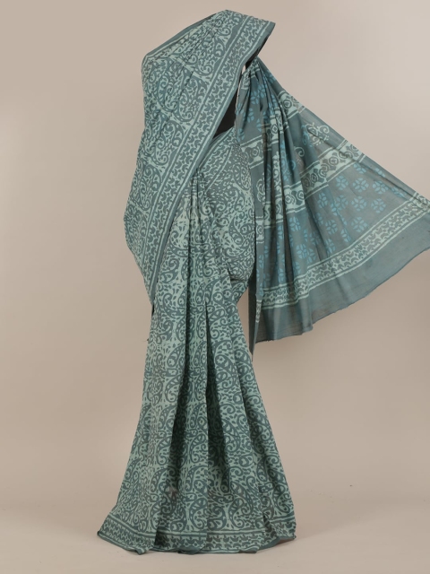 

Pothys Grey & Sea Green Ethnic Motifs Saree