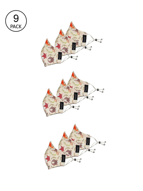 

Bellofox Adult Pack Of 9 Multi Printed 3-Ply Reusable Soft Cotton Protective Outdoor Masks