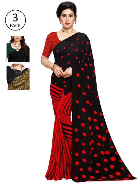 

KALINI Pack of 3 Printed Poly Georgette Saree, Multi