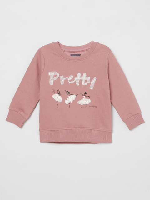 

max Girls Pink & White Typography Pullover with Embellished Detail