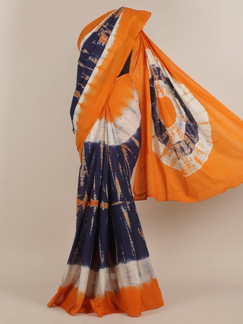 

Pothys White & Navy Blue Batik Saree