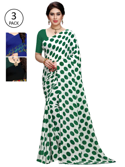 

KALINI Pack Of 3 Black & Green Saree