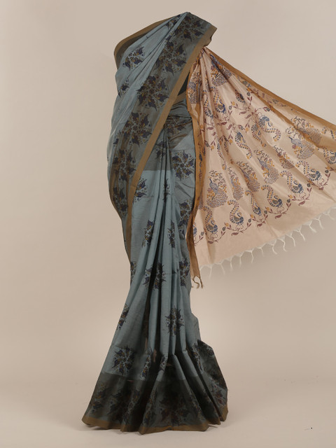 

Pothys Grey & Black Floral Saree