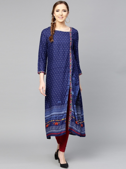 

RARE Women Blue Floral Printed Floral Kurta