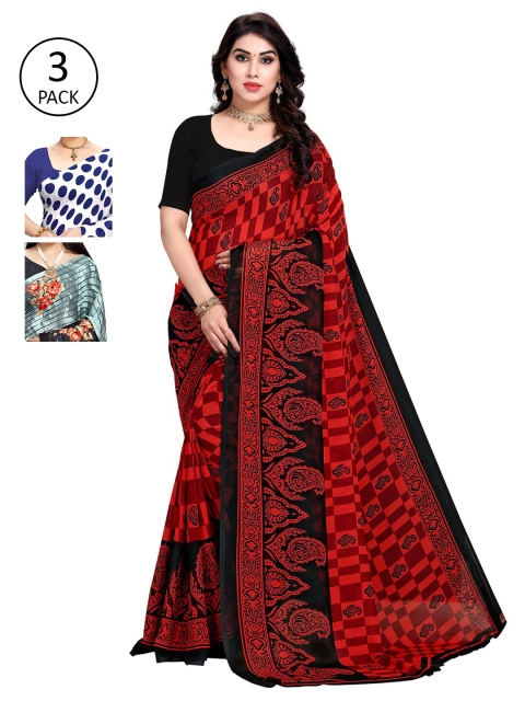 

KALINI Pack of 3 Printed Poly Georgette Saree, Multi