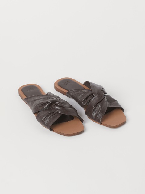 

H&M Women Brown Leather Slides