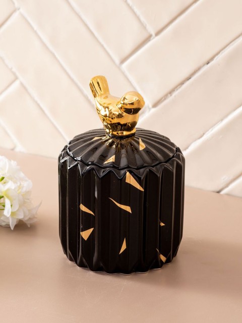 

THEDECORKART Black & Gold-Toned Adorable Bird Storage Canisters